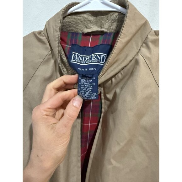 VINTAGE MENS EDDIE BAUER Medium TAN KHAKI BOMBER USA MADE JACKET Zip Up Light - Picture 5 of 5